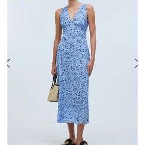 Madewell Ariana Blue Floral Midi Dress Size 4